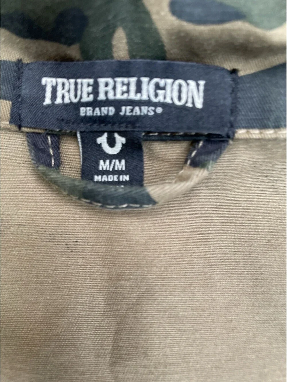 True Religion Camo Military Jacket Mens M Workwear Utility Camouflage